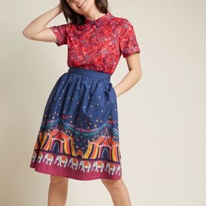 Jupe Midi Modcloth Circus - Dance Craze Charisma - Bordeaux/blanc - Taille 14 US (18 UK)